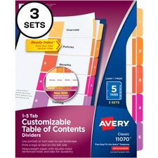 Avery AVE 11070 Averyreg; Customizable Table Of Contents Dividers, Rea