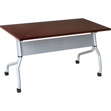 Lorell LLR 60717 Mahogany Flip Top Training Table - Rectangle Top - Fo