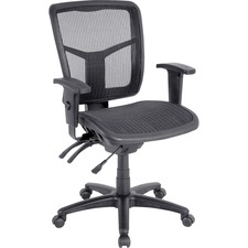 Lorell LLR 86904 Mid-back Swivel Mesh Chair - Black Frame - 5-star Bas