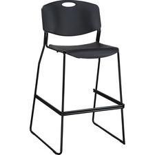 Lorell LLR 62535 Heavy-duty Bistro Stack Chairs - Black Plastic Seat -