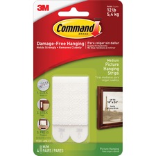 3m 17201-4PK-ES Command Medium Picture Hanging Strips - 2.75 Length X 