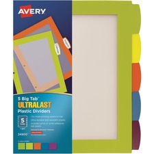 Avery AVE 24900 Averyreg; Ultralast Big Tab Plastic Dividers - 5 X Div