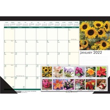 House HOD 1596 Earthscapes Flowers 18-12 Desk Pad - Julian Dates - Dai