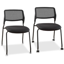 Lorell LLR 84549 Armless Stackable Guest Chairs - Black Fabric Seat - 