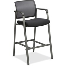 Lorell LLR 30954 Mesh Back Guest Stool - Black Fabric Seat - Square Ba