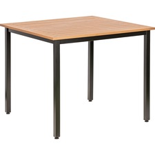 Lorell LLR 42684 Teak Outdoor Table - Teak Square Top - Black Four Leg