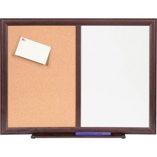 Lorell LLR 84270 Dry-erase Mahogany Frame Cork Combo Boards - 24 (2 Ft