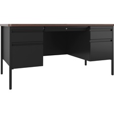 Lorell LLR 66941 Fortress Series Walnut Top Teacher's Desk - 60 X 30 X