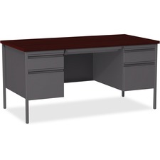 Lorell LLR 60928 Fortress Series Double-pedestal Desk - Rectangle Top 