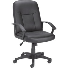 Lorell LLR 84869 Leather Managerial Mid-back Chair - Black Frame - 5-s