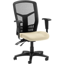 Lorell LLR 86200007 Executive High-back Mesh Chair - Buff Beige Fabric