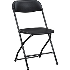 Lorell LLR 62534 Plastic Folding Chair - X-style Base - Black - Plasti