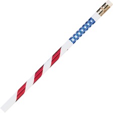 Moon MPD 7856B Stars  Stripes Themed Pencils - 2 Lead - Red, White, Bl