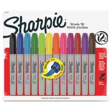 Newell SAN 1810704 Sharpie Brush Tip Permanent Markers - Fine Marker P