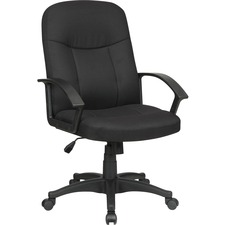 Lorell LLR 84552 Executive Fabric Mid-back Chair - Black Fabric Seat -