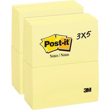 3m MMM 655YWBD Post-itreg; Notes Notepads - 5 X 3 - Removable - 24  Bu