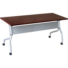 Lorell LLR 60718 Mahogany Flip Top Training Table - Rectangle Top - Fo