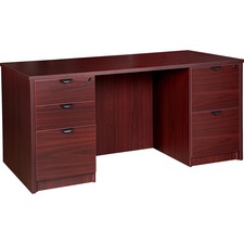 Lorell LLR PD3066DPMY Prominence 2.0 Mahogany Laminate Double-pedestal