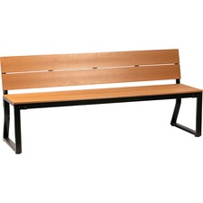 Lorell LLR 42690 Teak Outdoor Bench With Backrest - Teak Faux Wood Sea