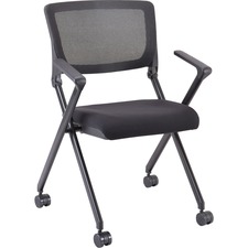 Lorell LLR 41845 Plastic Arms Mesh Back Nesting Chair - Black Fabric S