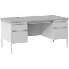 Lorell LLR 60935 Grey Double Pedestal Steellaminate Desk - 30 Height X