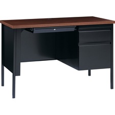 Lorell LLR 66948 Fortress Series Walnut Laminate Top Desk - 45.5 X 24 