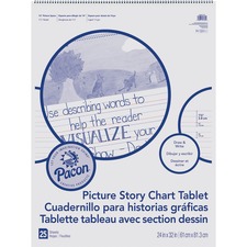 Pacon PAC MMK07430 Pacon Ruled Picture Story Chart Tablet - 25 Sheets 