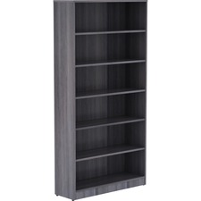 Lorell LLR 69565 Weathered Charcoal Laminate Bookcase - 72 Height X 36