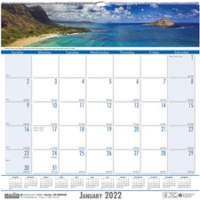 House HOD 328 Coastlines Monthly Wall Calendar - Julian Dates - Daily,