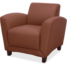 Lorell LLR 68948 Club Chair - Four-legged Base - Tan - Bonded Leather 