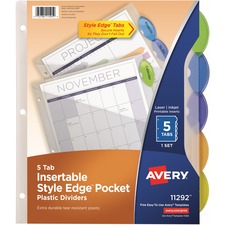 Avery AVE 11292 Averyreg; Insertble Style Edge Plastic Pocket Dividers