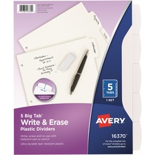 Avery AVE 16370 Averyreg; Big Tab Write  Erase Dividers - 5 X Divider(