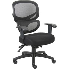 Lorell LLR 60622 Mesh-back Fabric Executive Chairs - Black Fabric Seat