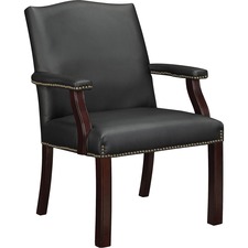 Lorell LLR 68252 Bonded Leather Guest Chair - Black Bonded Leather Sea