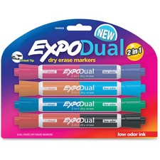 Newell SAN 1944656 Expo 2-in-1 Dry Erase Markers - Chisel Marker Point