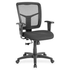 Lorell LLR 86209 Managerial Mesh Mid-back Chair - Black Fabric Seat - 