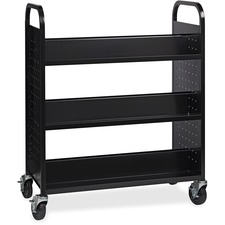 Lorell LLR 99931 Double-sided Book Cart - 6 Shelf - Round Handle - 5 C