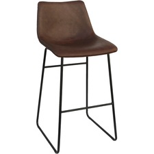 Lorell LLR 42958 Mid-century Modern Sled Guest Stool - Tan Bonded Leat