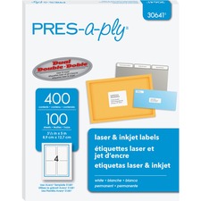 Avery AVE 30641 Pres-a-ply White Labels, 3-12 X 5 , Permanent-adhesive