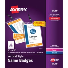 Avery AVE 08521 Averyreg; Vertical Name Badges - Vertical - 6 X 4.3 X 