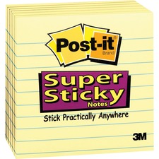 3m MMM 6756SSCY Post-itreg; Super Sticky Lined Notes - 540 - 4 X 4 - S