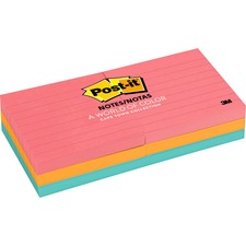 3m MMM 6306AN Post-itreg; Notes Lined Notepads - Cape Town Color Colle