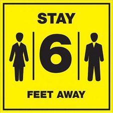 Lorell LLR 00257 Stay 6 Feet Away Bright Yellow Sign - 1 Each - Stay 6