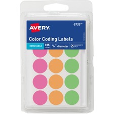 Avery AVE 06733 Averyreg; Round Color Coding Labels - Removable Adhesi