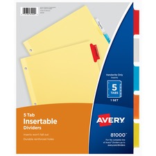 Avery AVE 81000 Averyreg; 3-hole 5-tab Dividers - 5 X Divider(s) - 5 T