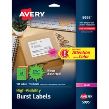 Avery AVE 5995 Averyreg; Neon Burst Labels - Permanent Adhesive - Burs