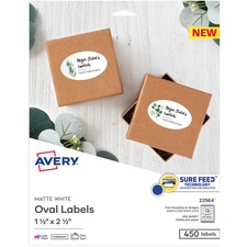 Avery AVE 22564 Averyreg; Matte White Sure Feed Labels - 1 12 Height X