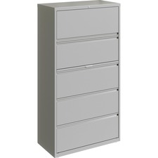 Lorell LLR 00040 36 Silver Lateral File - 5-drawer - 36 X 18.6 X 67.6 