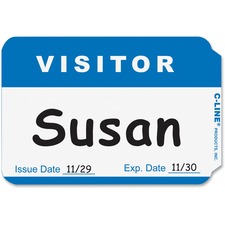 C-line CLI 92245 Visitor Name Tags - Blue, Peel  Stick, 3-12 X 2-14, 1