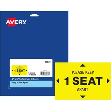 Avery AVE 83073 Averyreg; Surface Safe Please Keep 1 Seat Apart Decals